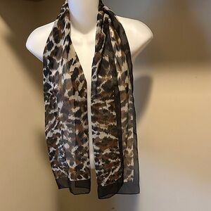 Leopard Print Sheer Scarf 12”x54”